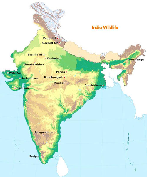 Wildlife map of india